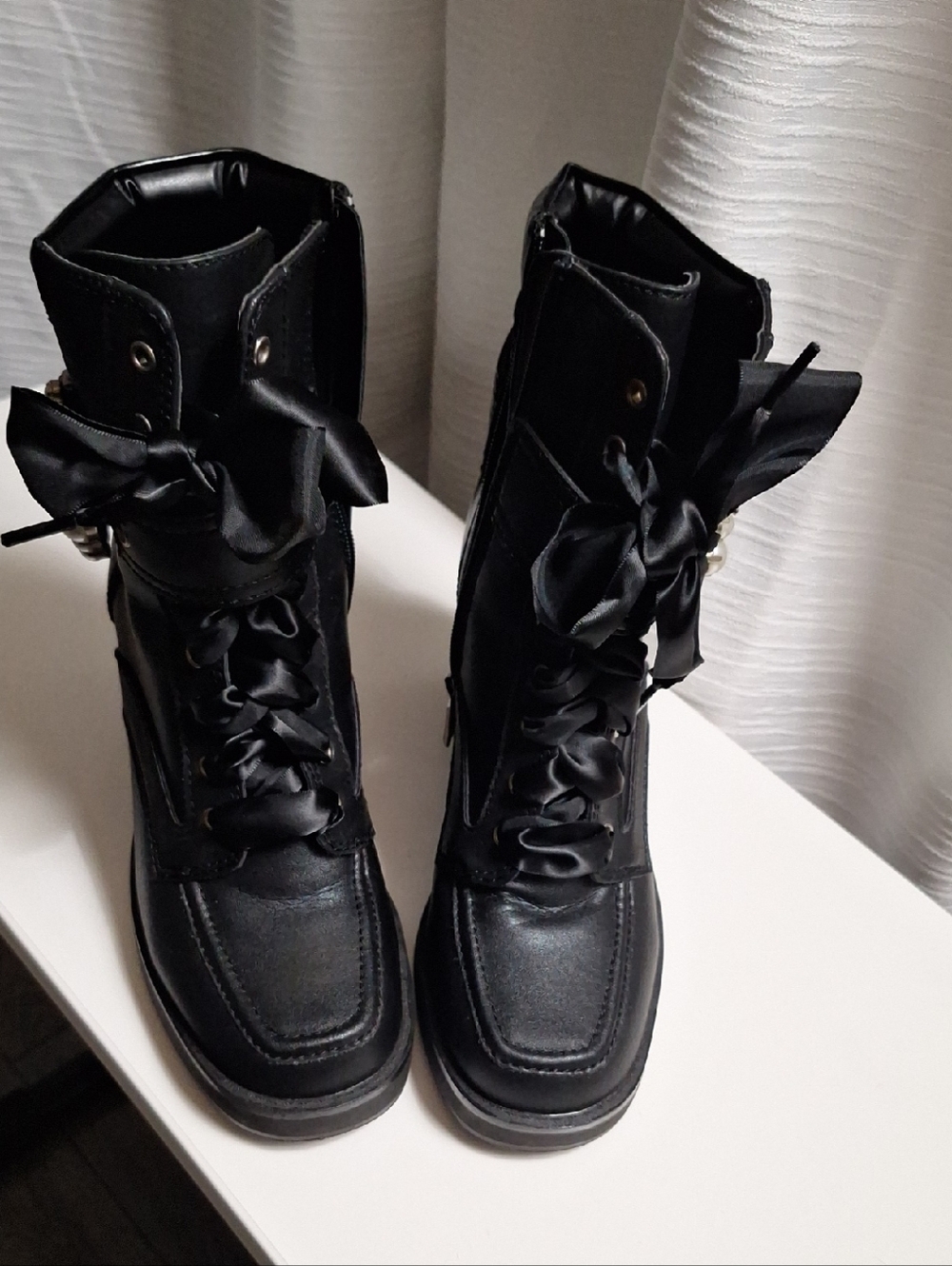 DKNY Black Lace-Up Platform Boots